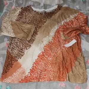 Size 3 Chico's Brown and Tan Patterned Sweater